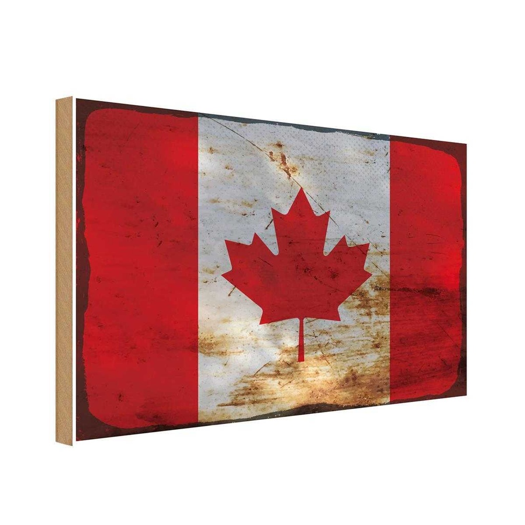 Holzschild 20x30 cm Kanada Canada Rost Flagge Fahne Wappen