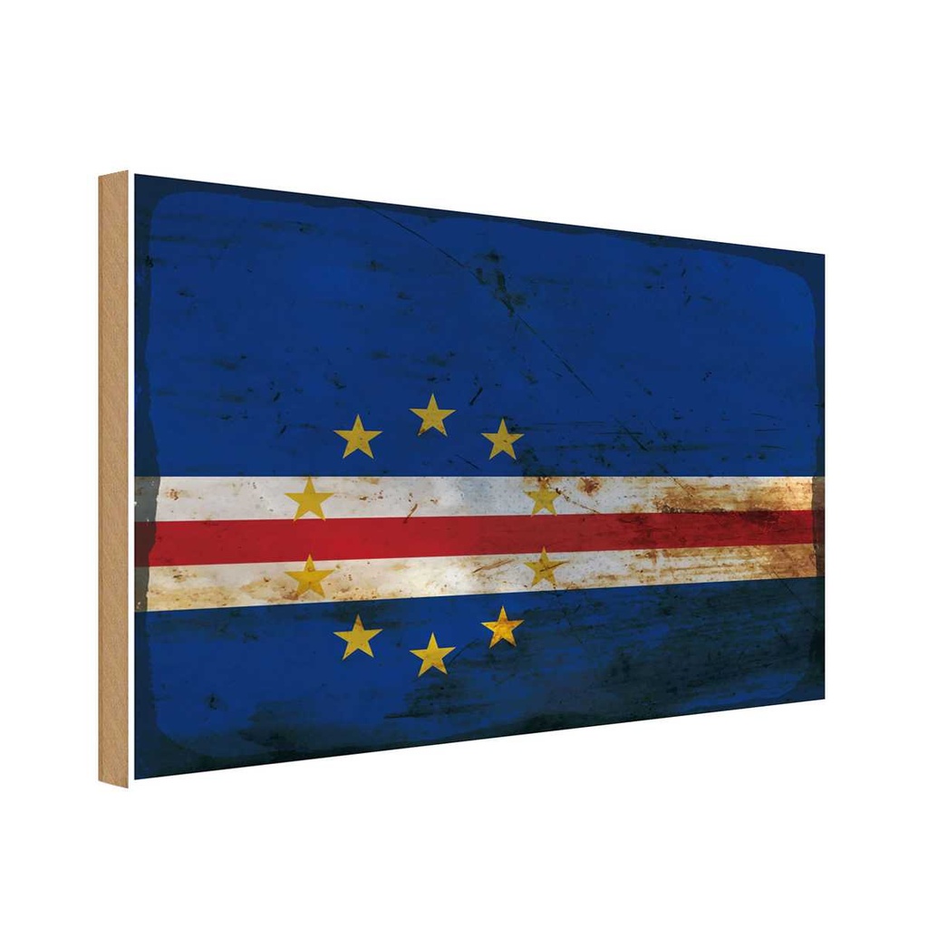 Holzschild 20x30 cm Kap Verde Cape Rost Flagge Fahne Wappen