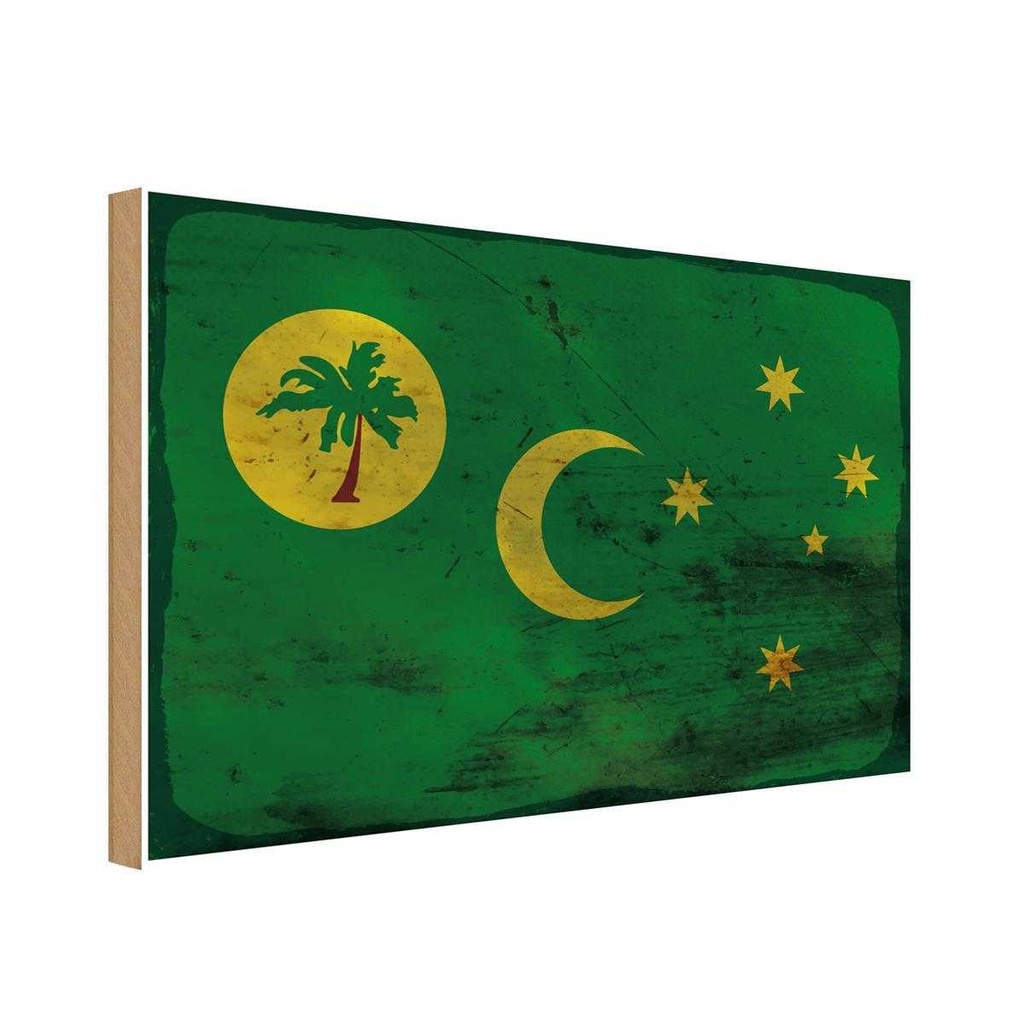 Holzschild 20x30 cm Kokosinseln Cocos Islands Rost Abenteuer Reisen