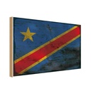 Holzschild 20x30 cm DR Kongo democratic Congo Rost Flagge Fahne Wappen