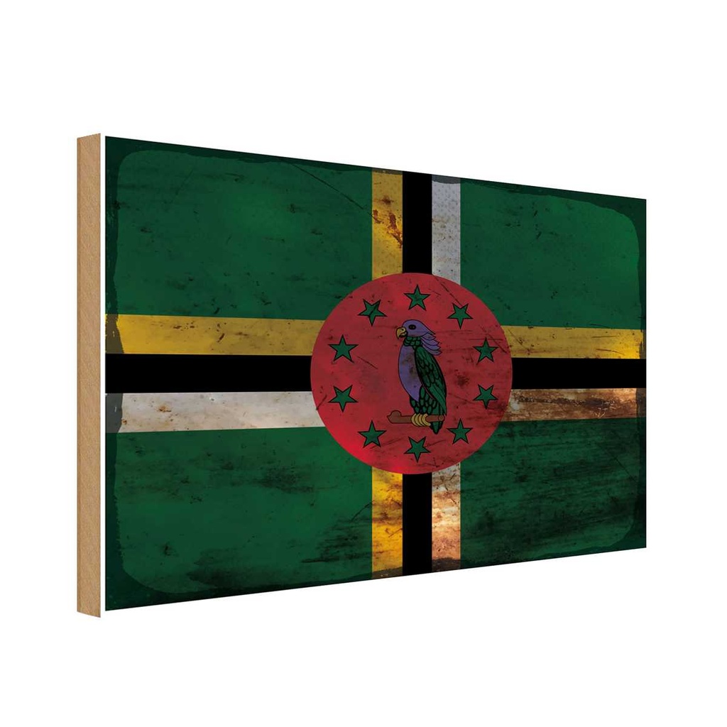 Holzschild 20x30 cm Dominica Rost Flagge Fahne Wappen