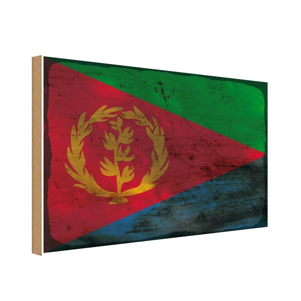 Holzschild 20x30 cm Eritrea Rost Flagge Fahne Wappen