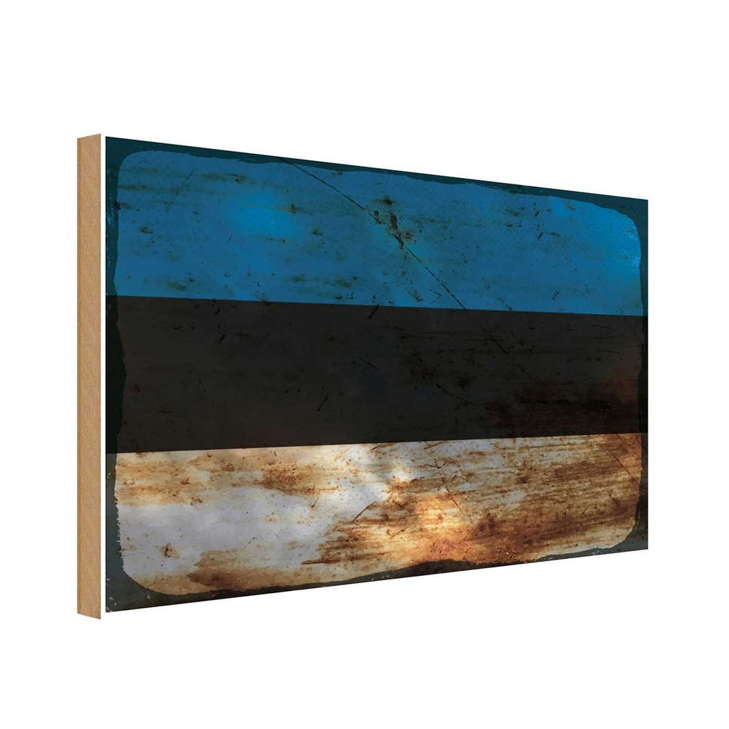 Holzschild 20x30 cm Estland Estonia Rost Flagge Fahne Wappen