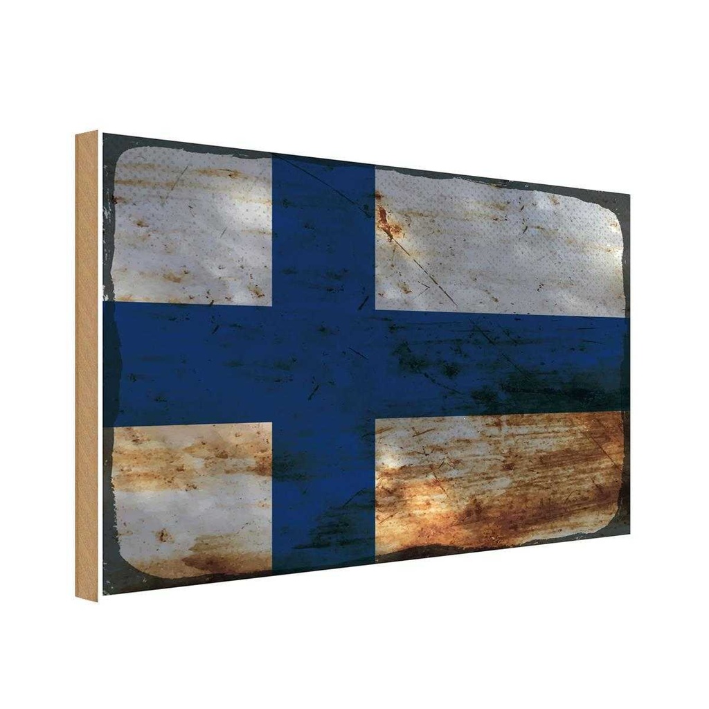 Holzschild 20x30 cm Finnland Finland Rost Flagge Europa