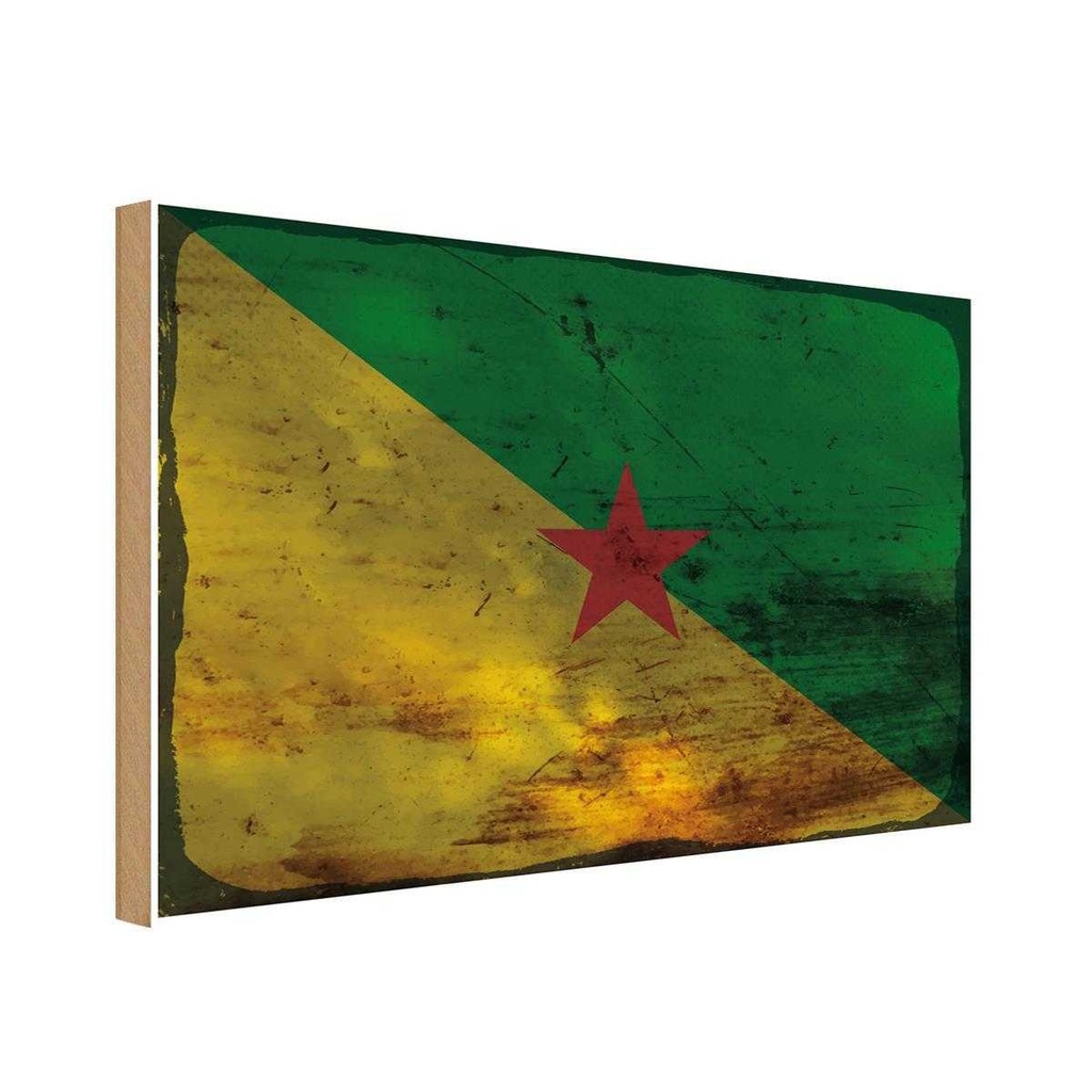 Holzschild 20x30 cm Französisch?Guayana Rost Flagge Fahne Wappen