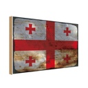Holzschild 20x30 cm Georgien Georgia Rost Flagge Fahne Wappen
