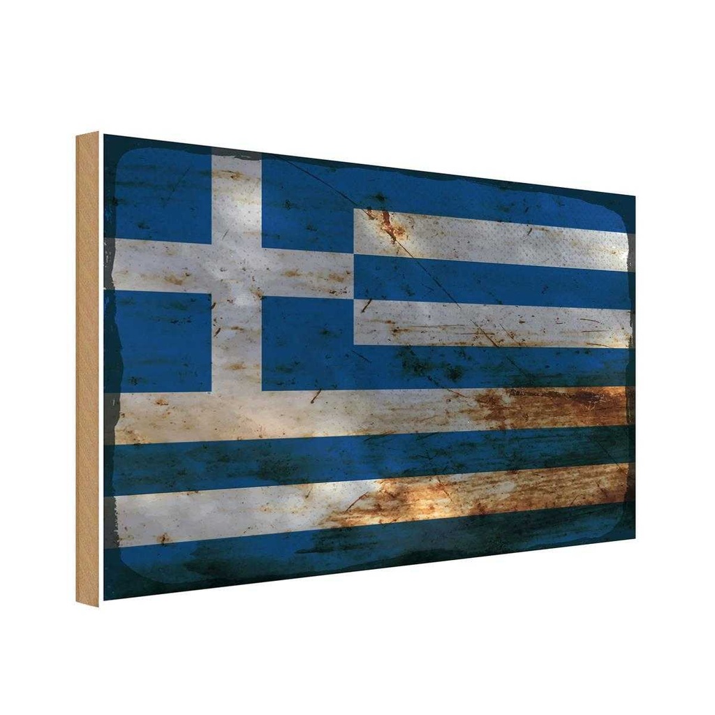 Holzschild 20x30 cm Griechenland GreeceRost Flagge Fahne Wappen