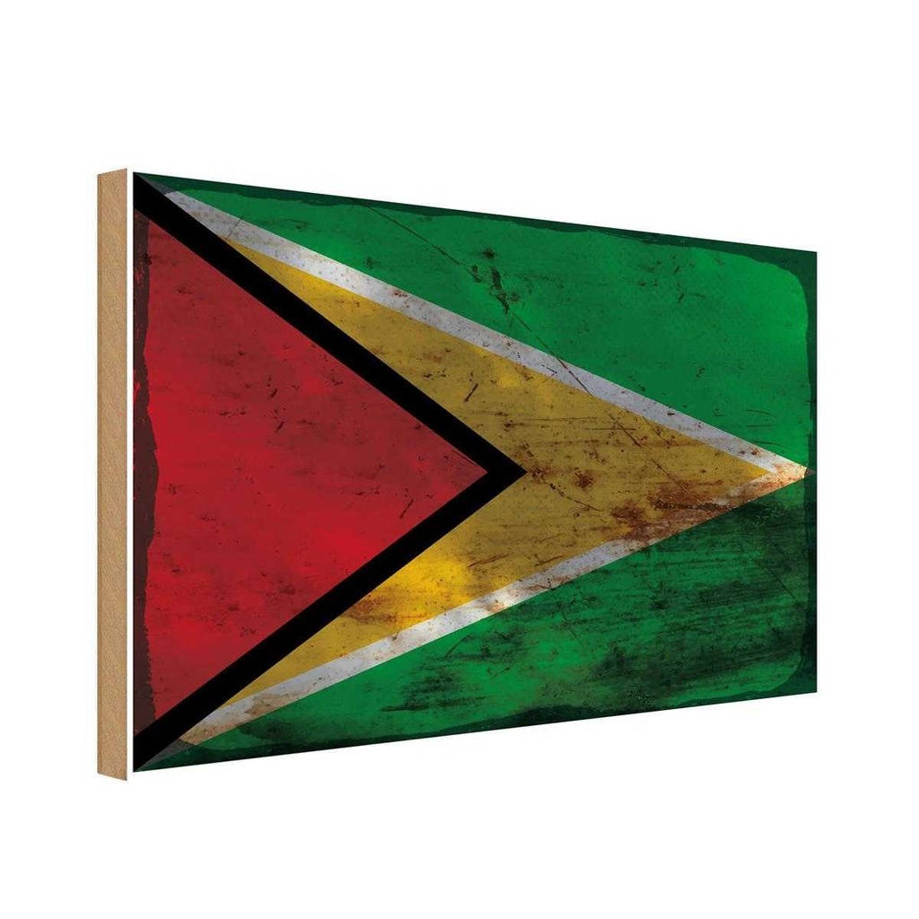 Holzschild 20x30 cm Guyana Rost Flagge Fahne Wappen