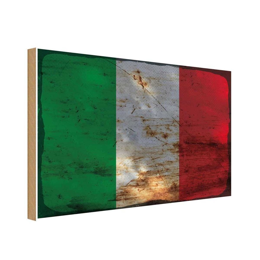 Holzschild 20x30 cm Italien Italy Rost Flagge Fahne Wappen