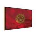 Holzschild 20x30 cm Kirgisistan Kyrgyzstan Rost Flagge Fahne Wappen