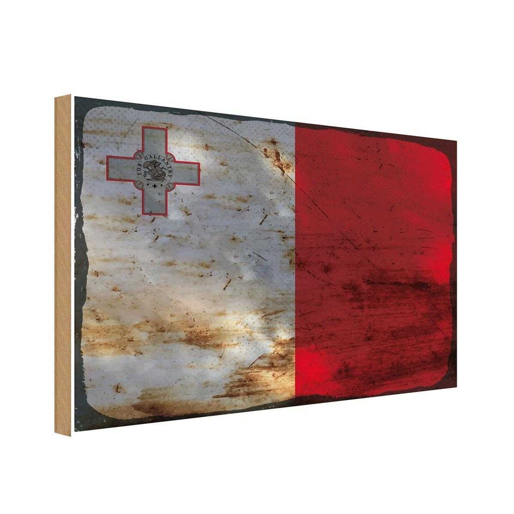 Holzschild 20x30 cm Malta Rost Flagge Fahne Wappen
