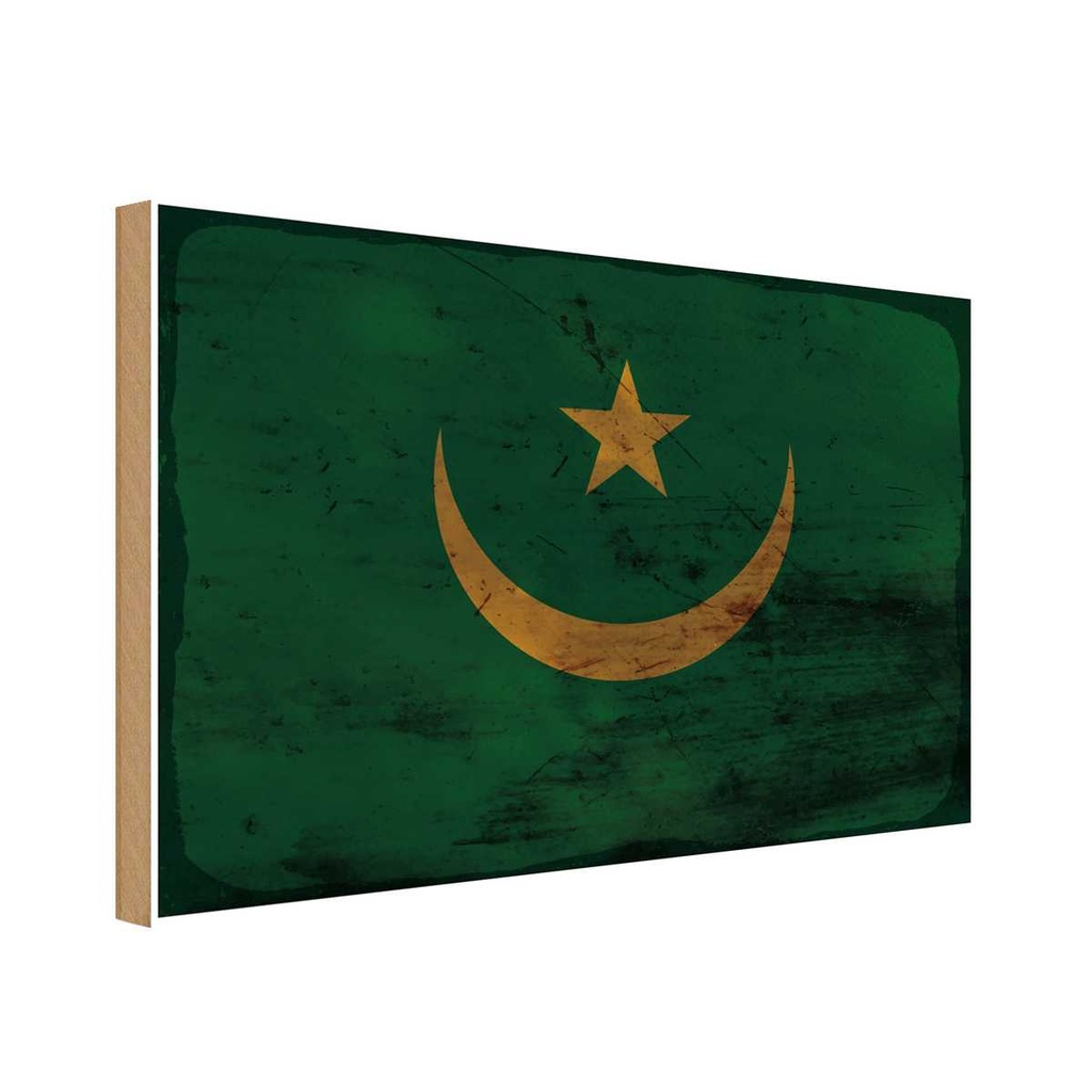 Holzschild 20x30 cm Mauretanien Mauritania Rost Flagge Fahne Wappen