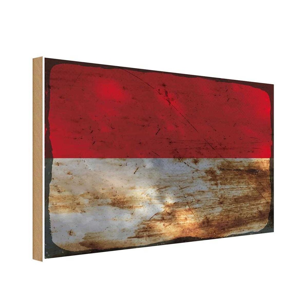 Holzschild 20x30 cm Monaco Rost Flagge Geburtstag Feiern Party