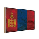 Holzschild 20x30 cm Mongolei Mongolia Rost Flagge Fahne Wappen