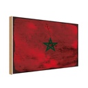 Holzschild 20x30 cm Marokko Morocco Rost Flagge Fahne Wappen