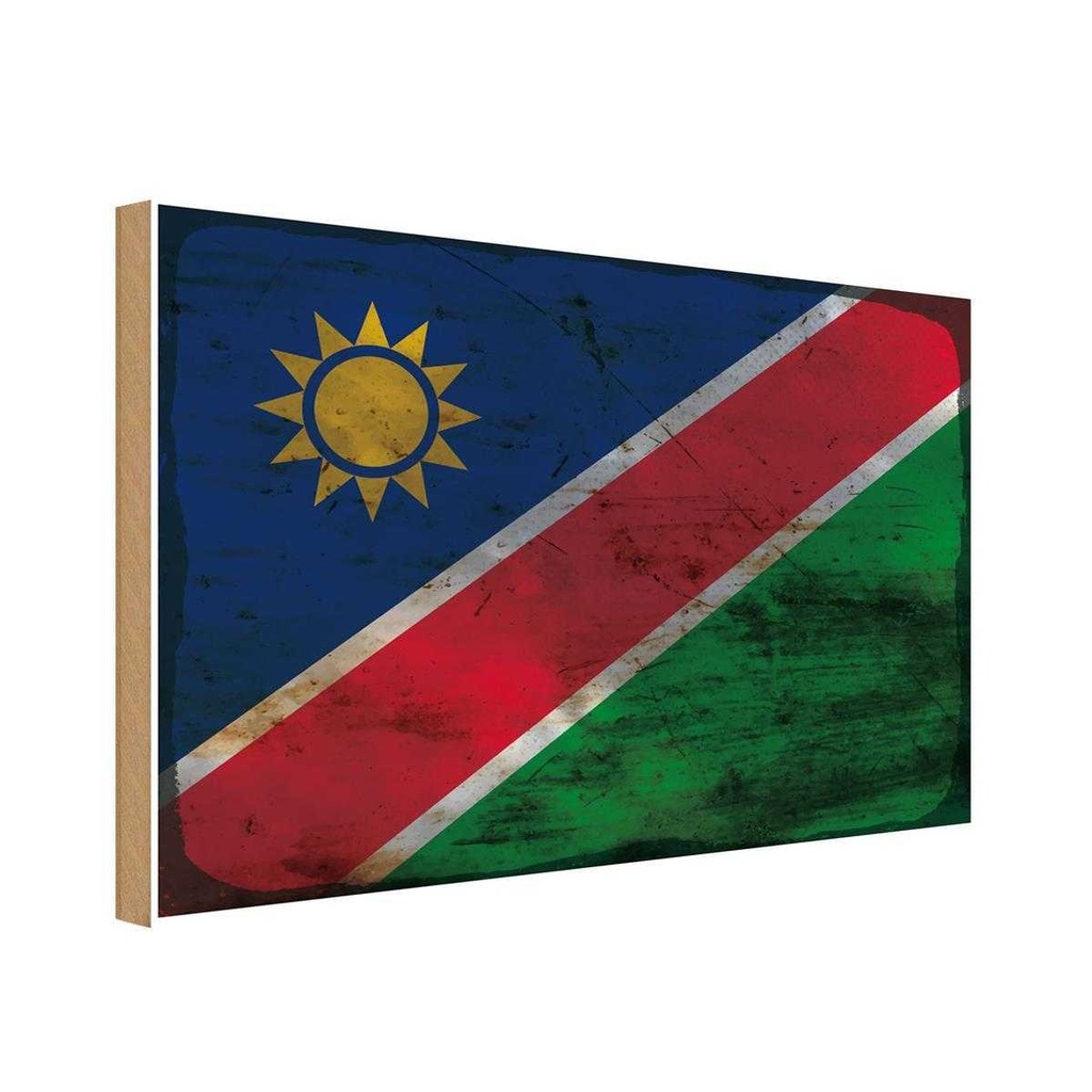 Holzschild 20x30 cm Namibia Rost Flagge Fahne Wappen