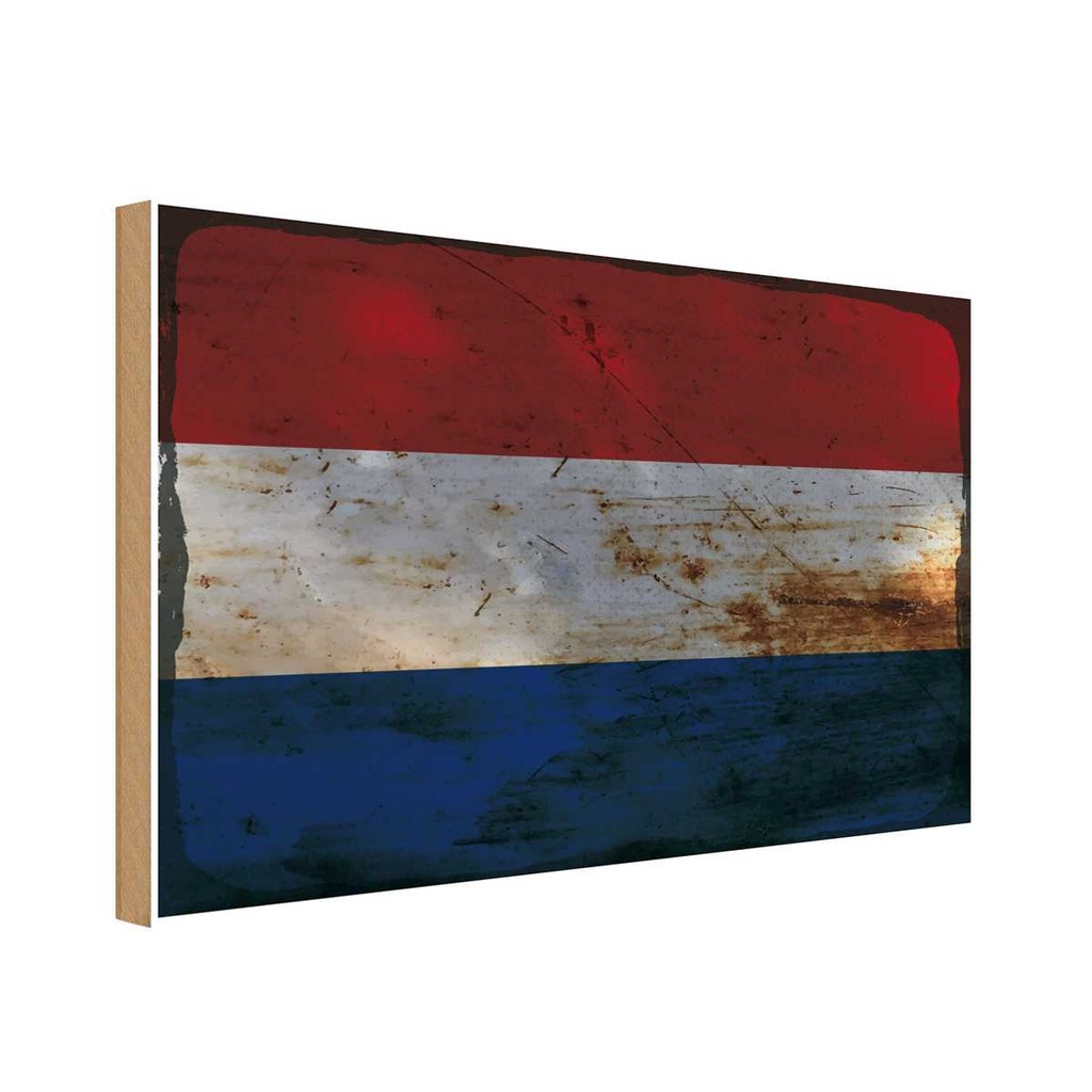 Holzschild 20x30 cm Niederlande Netherlands Rost Flagge Fahne Wappen