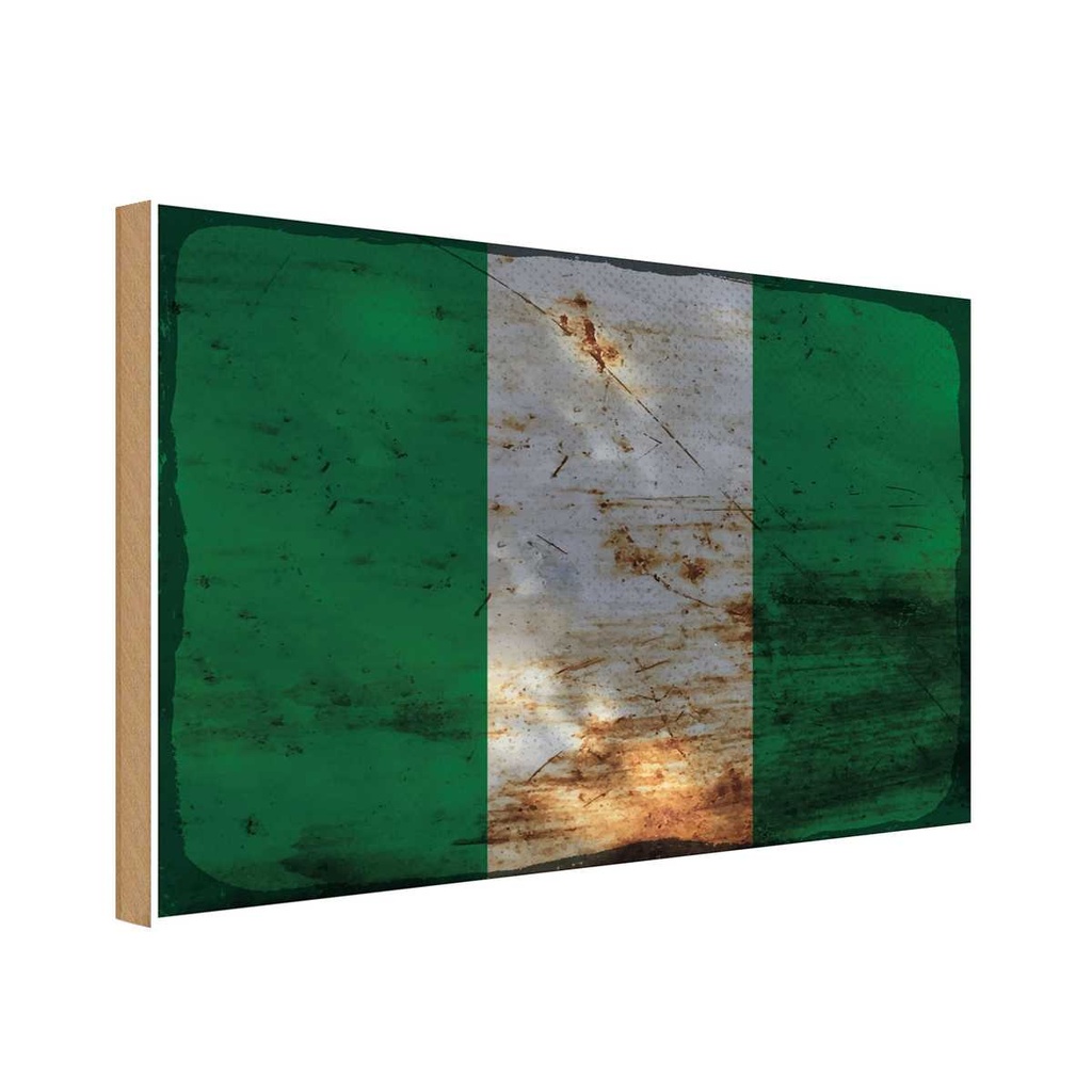 Holzschild 20x30 cm Nigeria Rost Flagge Fahne Wappen