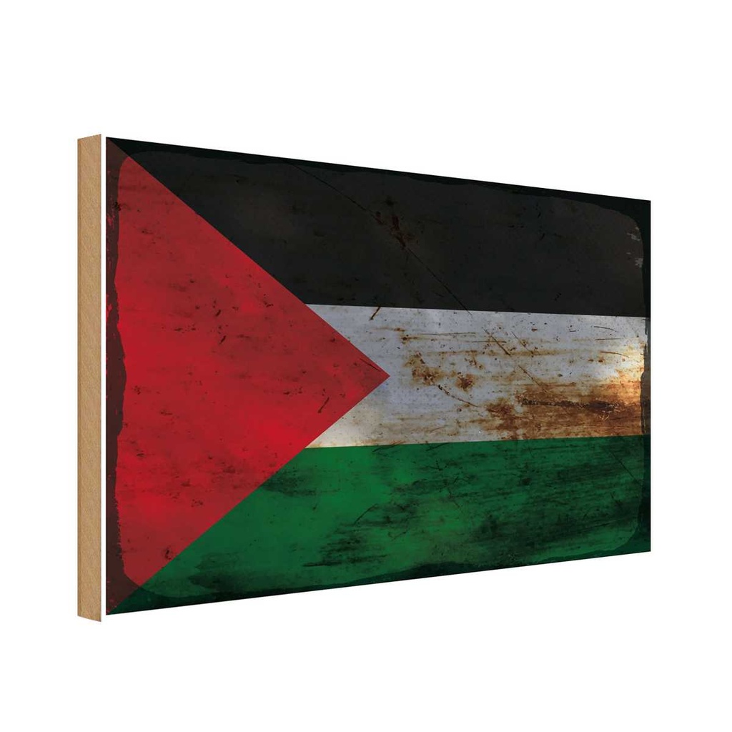 Holzschild 20x30 cm Palästina Palestine Rost Flagge Fahne Wappen