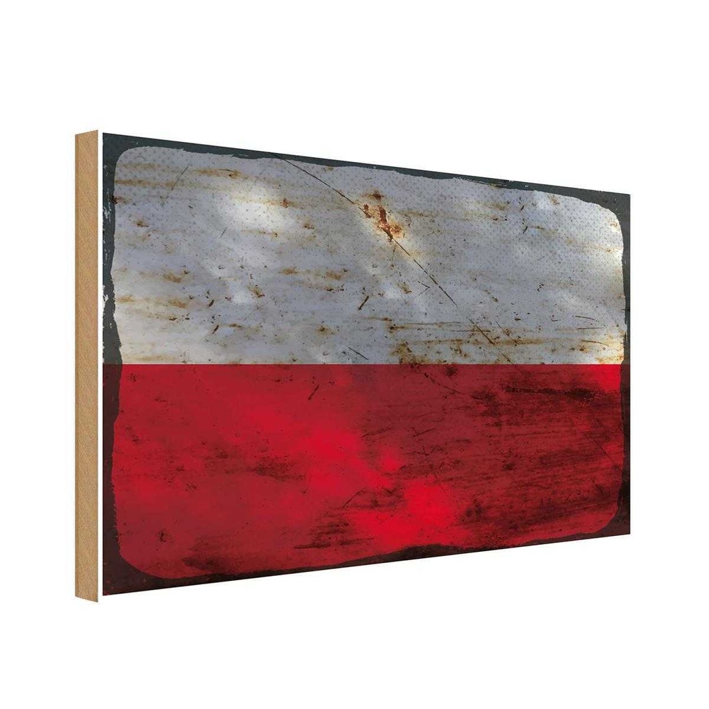 Holzschild 20x30 cm Polen Poland Rost Flagge Fahne Wappen