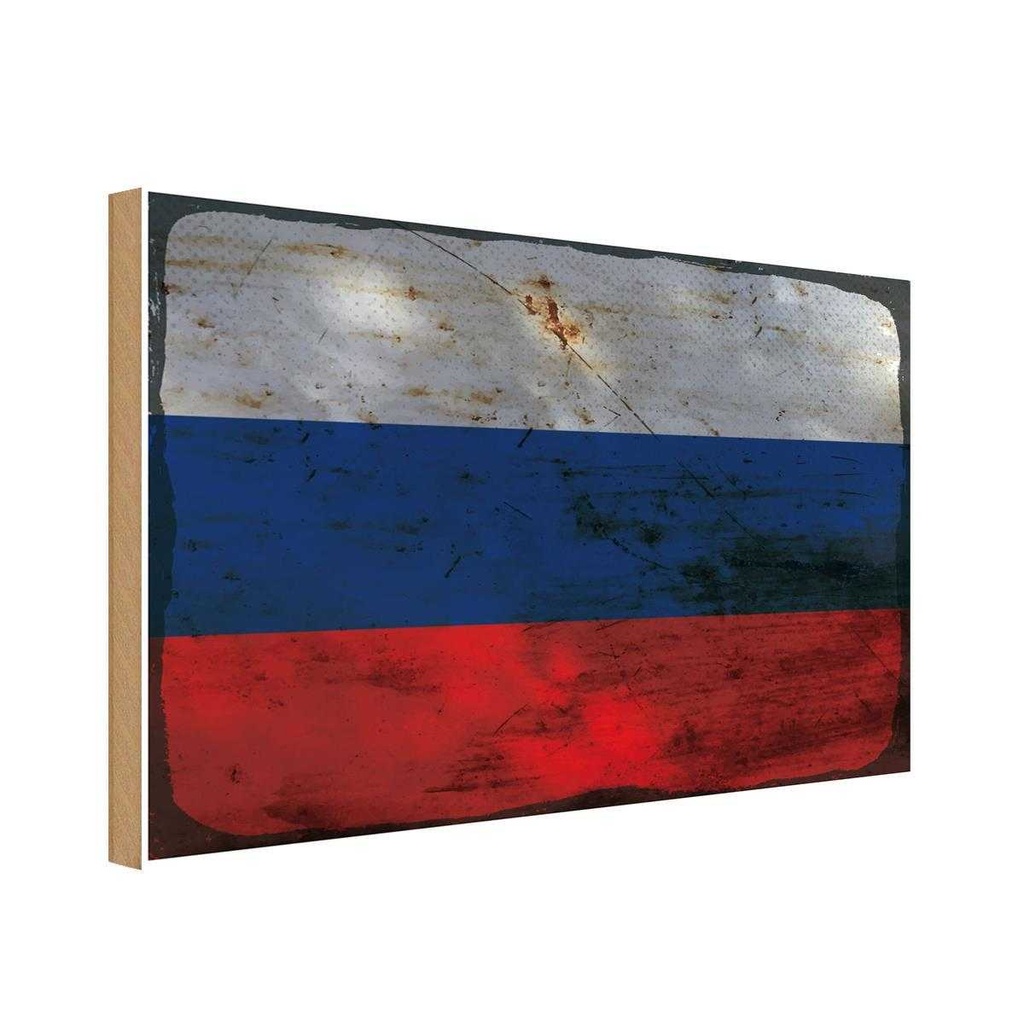 Holzschild 20x30 cm Russland Russia Rost Flagge Fahne Wappen