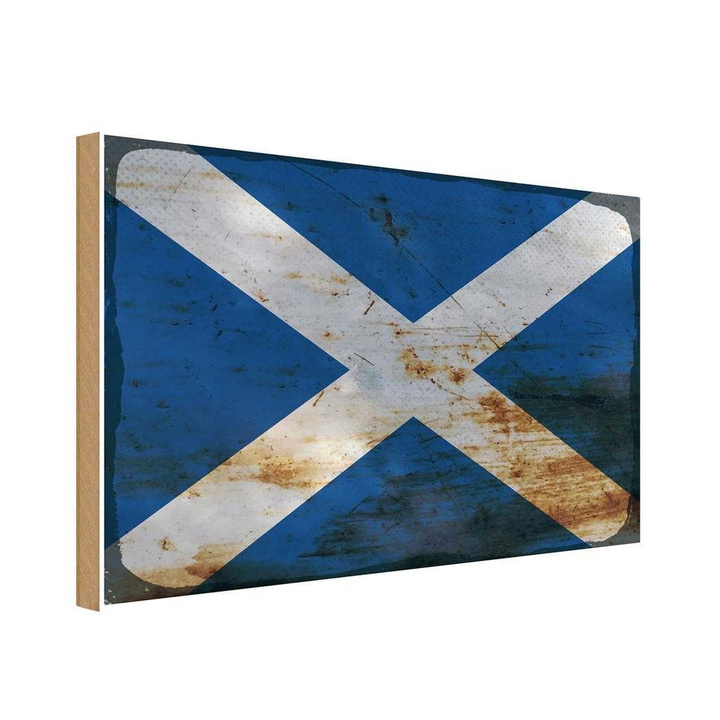 Holzschild 20x30 cm Schottland Scotland Rost Flagge Fahne Wappen