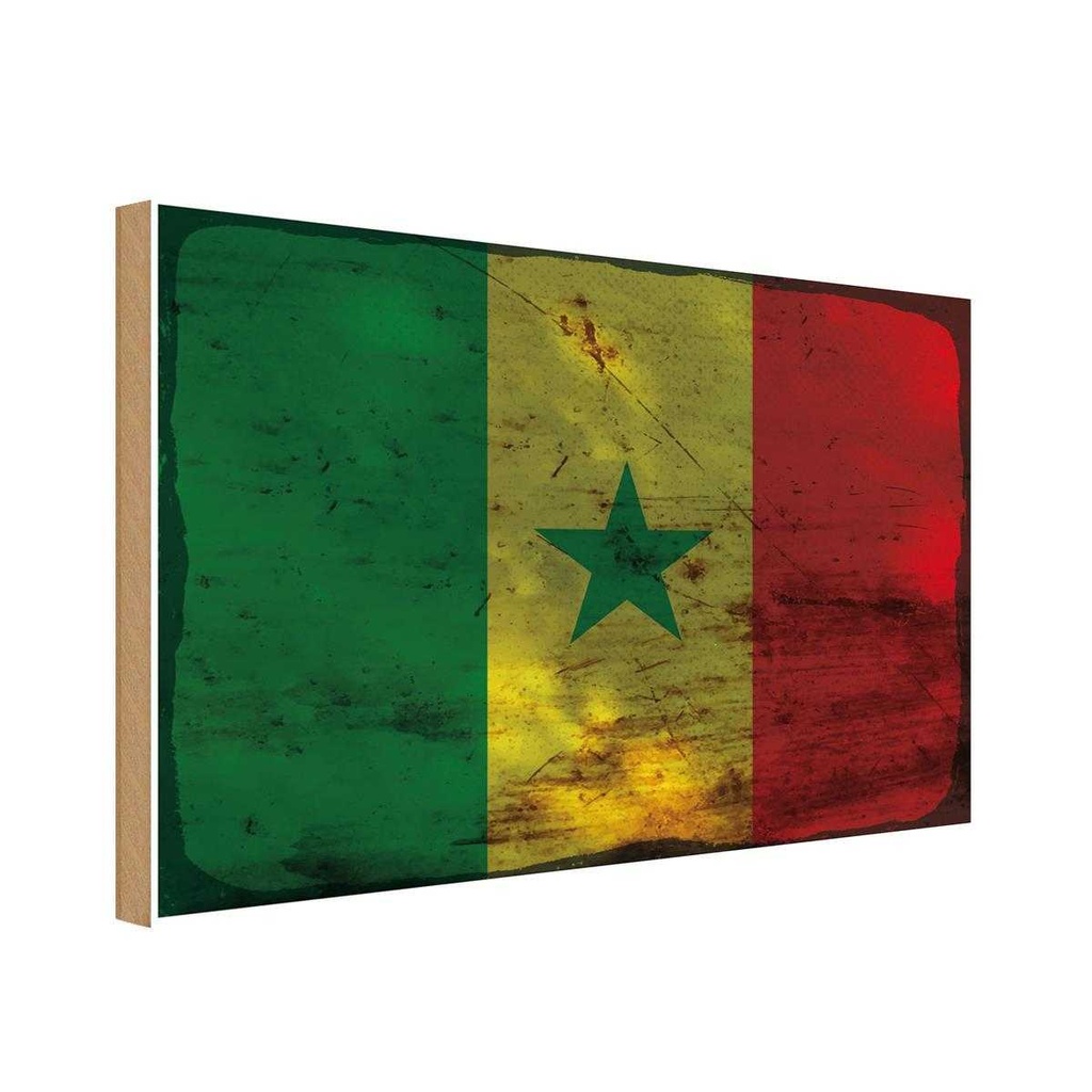 Holzschild 20x30 cm Senegal Rost Flagge Fahne Wappen