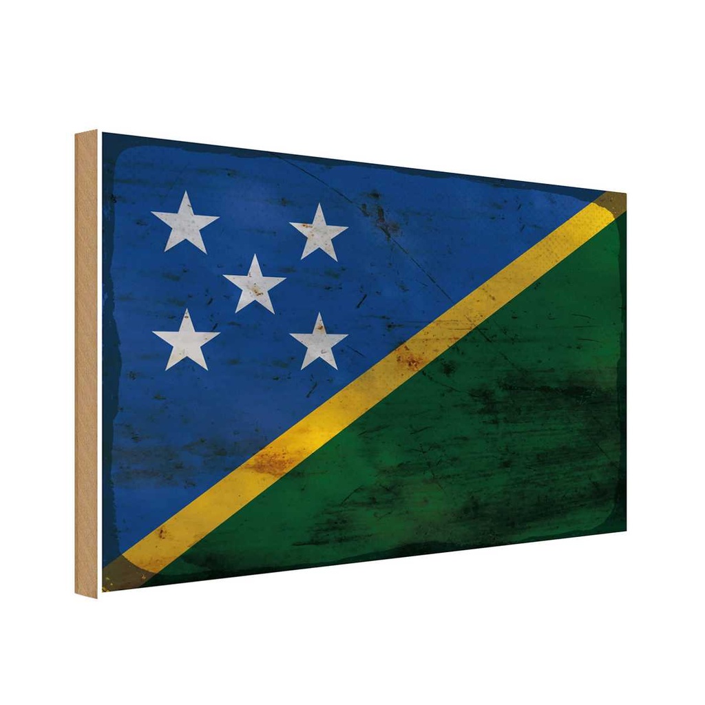 Holzschild 20x30 cm Salomonen Solomon Islands Rost Flagge Fahne Wappen