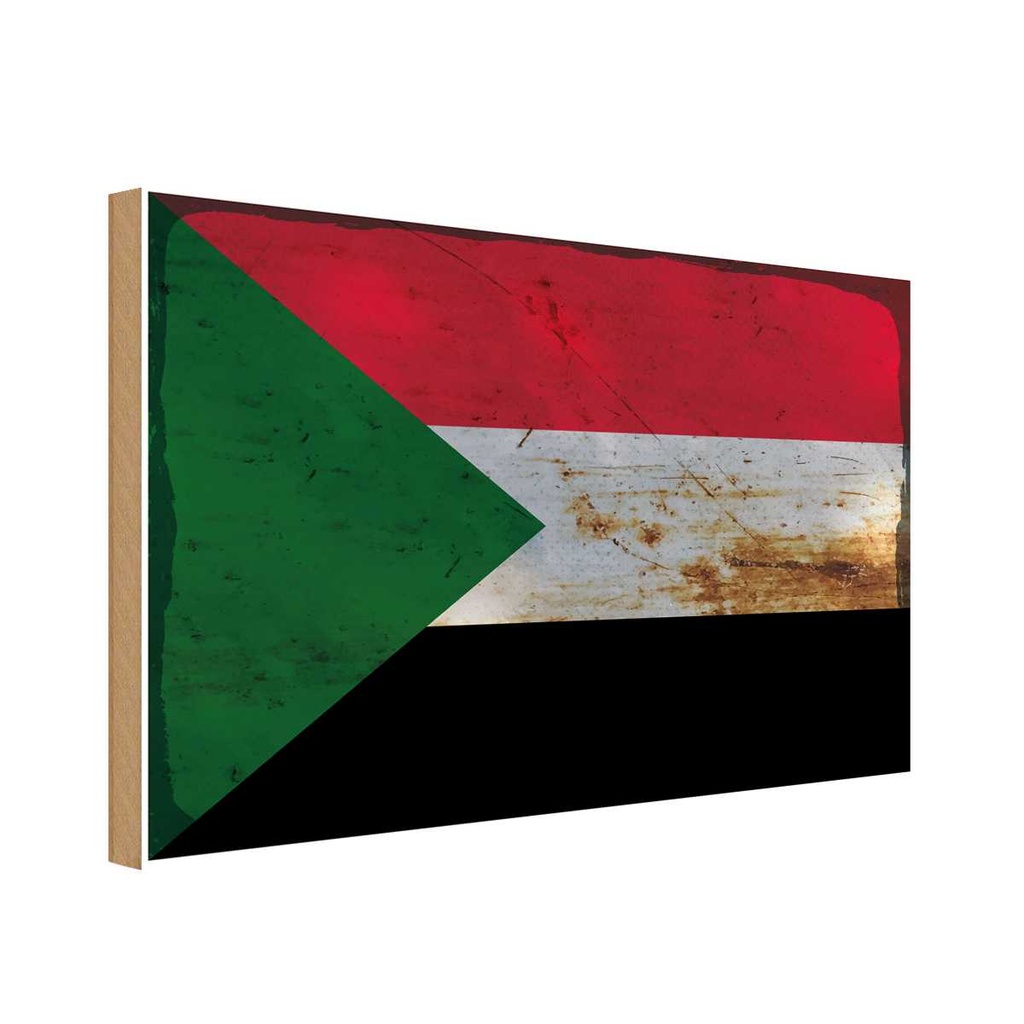 Holzschild 20x30 cm Sudan Rost Flagge Fahne Wappen