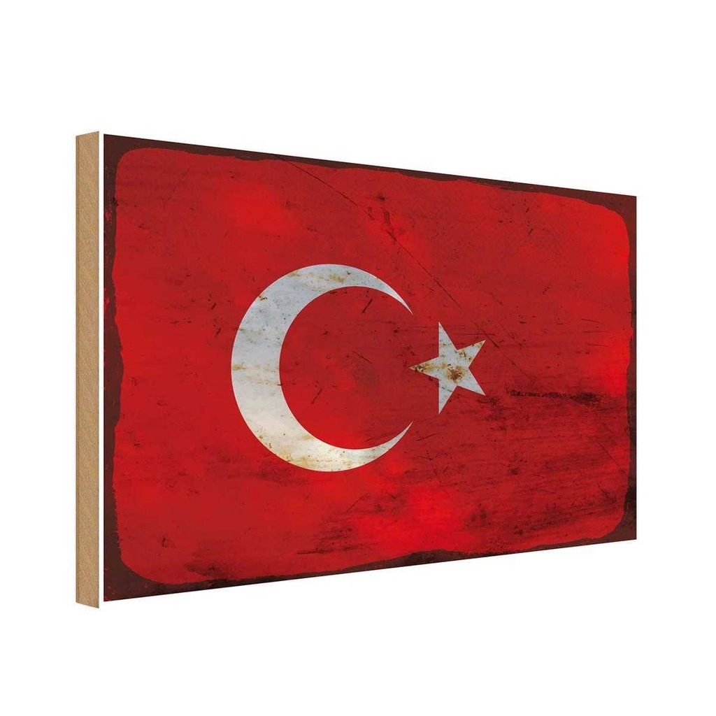 Holzschild 20x30 cm Türkei Turkey Rost Flagge Fahne Wappen