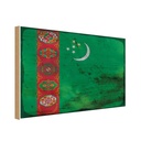 Holzschild 20x30 cm Turkmenistan Rost Flagge Fahne Wappen