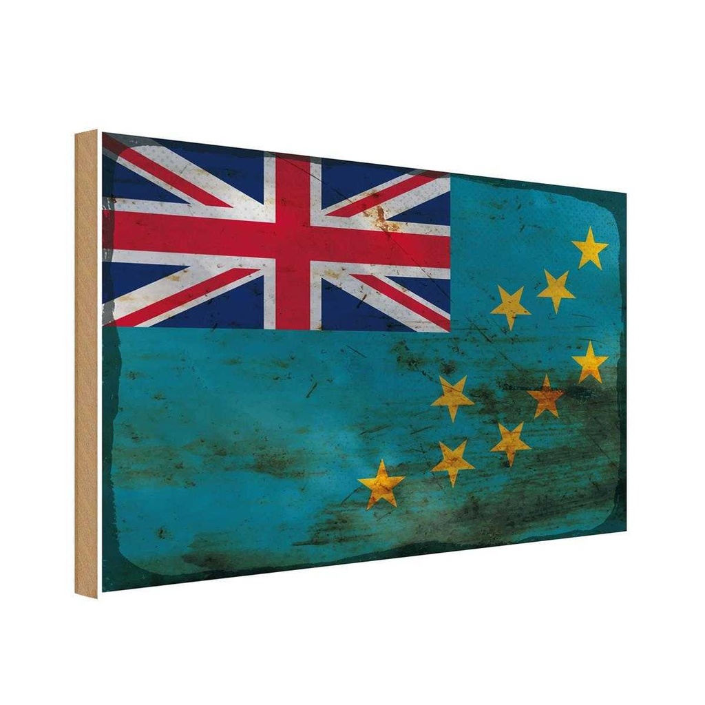 Holzschild 20x30 cm Tuvalu Rost Flagge Fahne Wappen