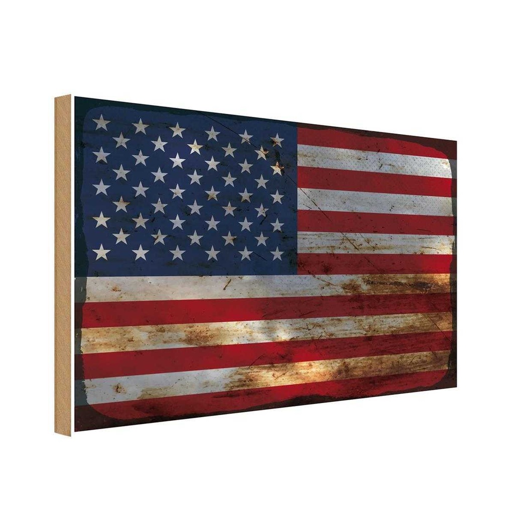 Holzschild 20x30 cm Vereinigte Staaten States Rost Flagge Fahne Wappen