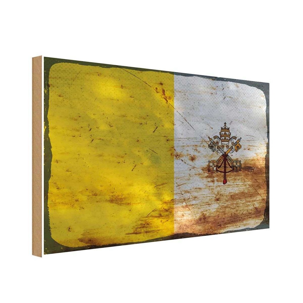Holzschild 20x30 cm Vatikanstadt Vatican City Rost Straße Stadt