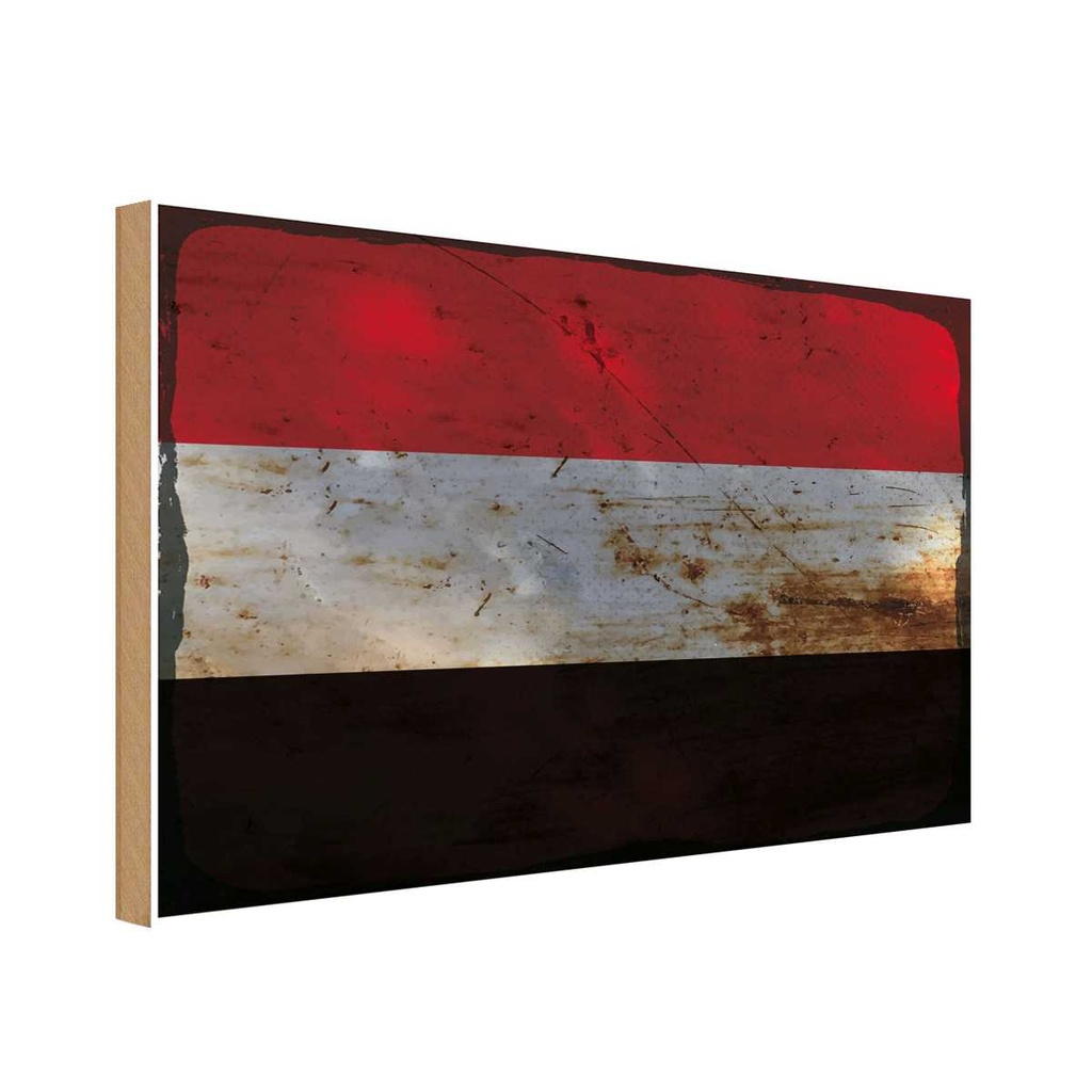 Holzschild 20x30 cm Jemen Yemen Rost Flagge Fahne Wappen