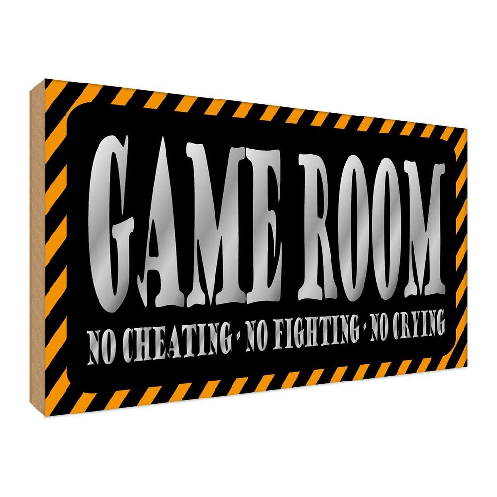 Holzschild 20x30 cm Game Room no cheating crying Warnschild Hinweisschild