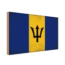 Holzschild 20x30 cm Barbados Vintage Flagge Fahne Wappen