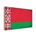 Holzschild 20x30 cm Weißrussland Belarus Vintage Flagge Fahne Wappen