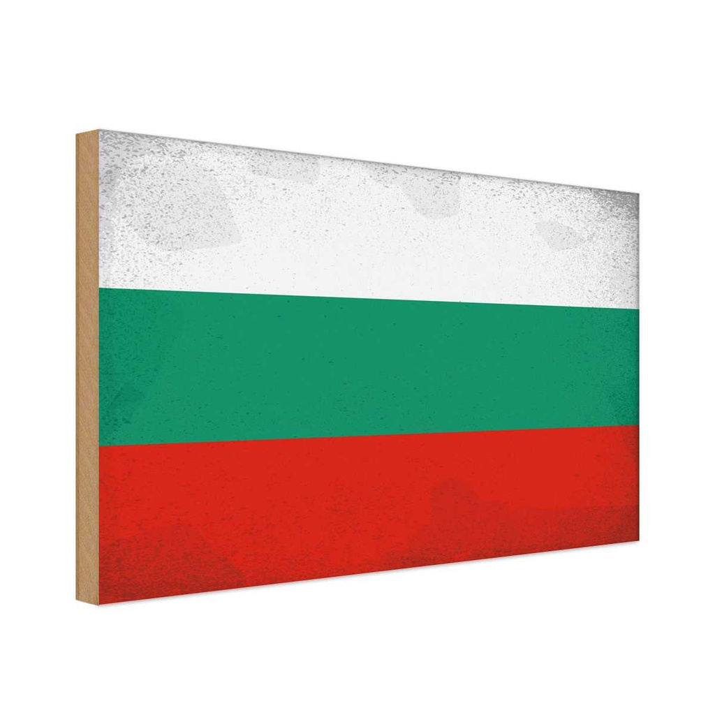 Holzschild 20x30 cm Bulgarien Bulgaria Vintage Flagge Fahne Wappen