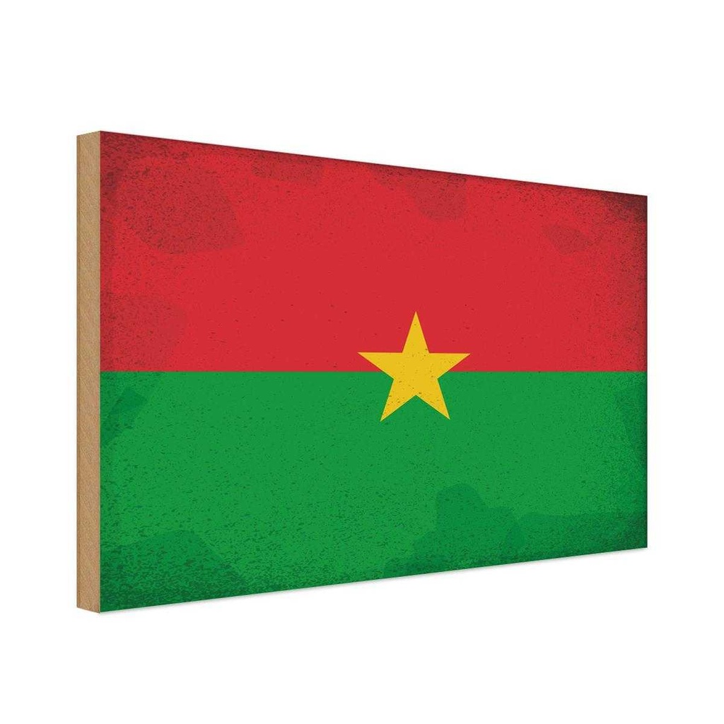 Holzschild 20x30 cm Burkina Faso Vintage Flagge Fahne Wappen