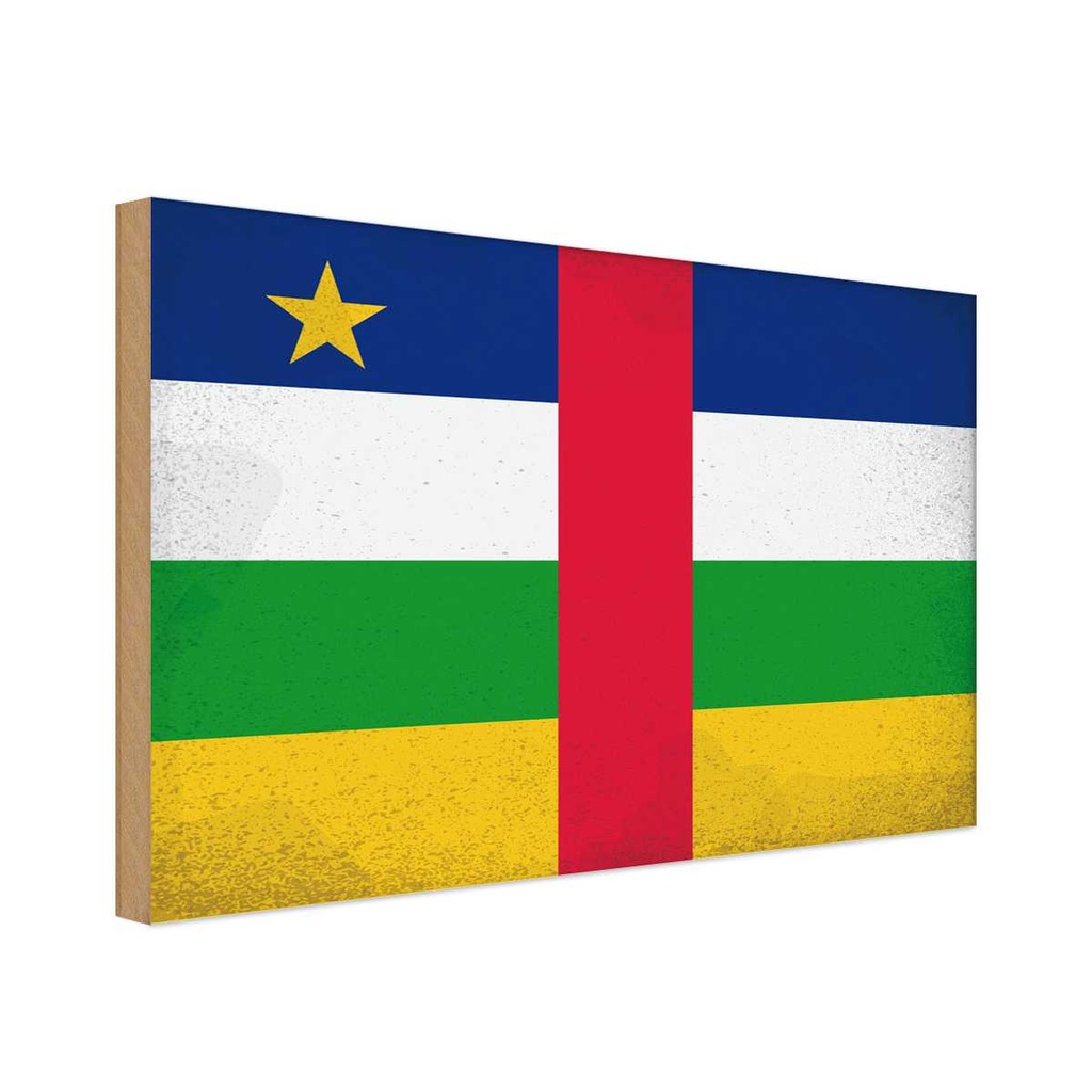 Holzschild 20x30 cm Zentralafrikanische Republik VI Flagge Fahne Wappen