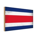Holzschild 20x30 cm Costa Rica Vintage Flagge Fahne Wappen