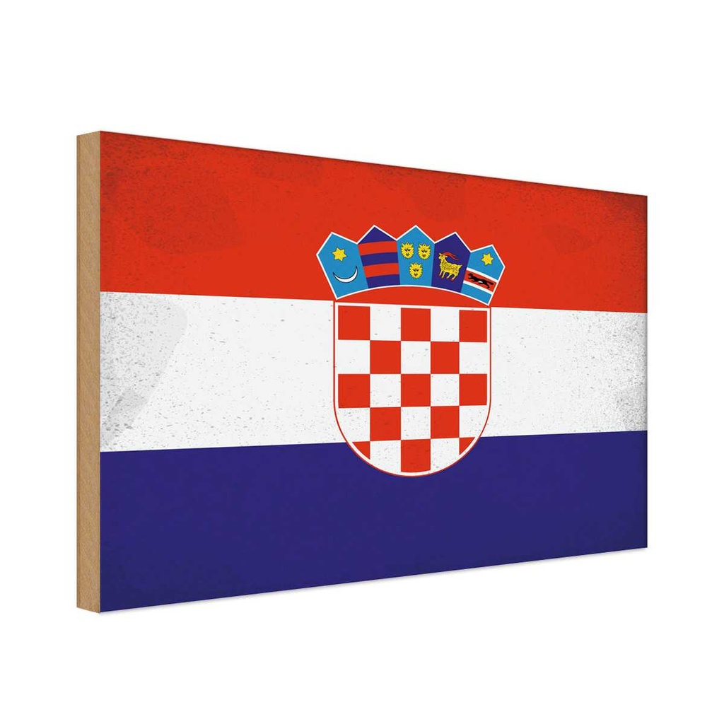 Holzschild 20x30 cm Kroatien Croatia Vintage Flagge Fahne Wappen