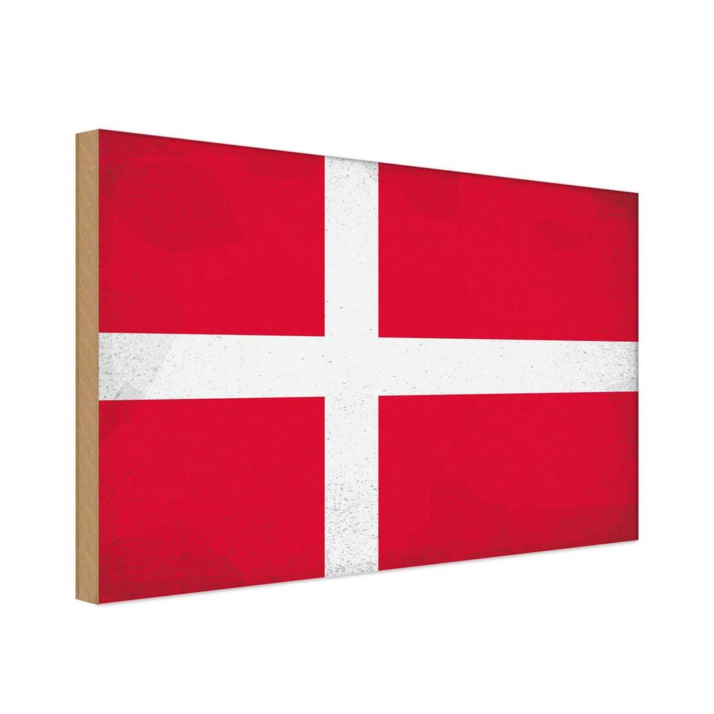 Holzschild 20x30 cm Dänemark Denmark Vintage Flagge Fahne Wappen