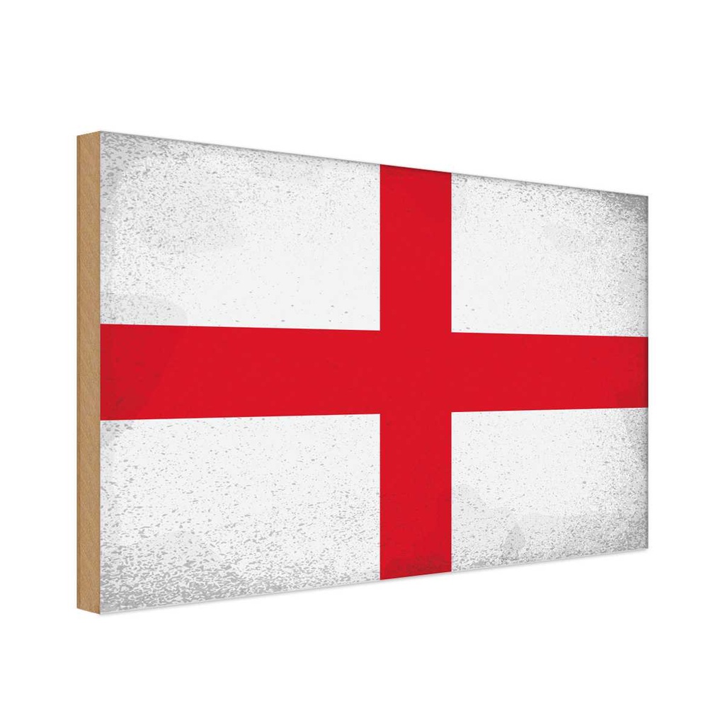 Holzschild 20x30 cm England Vintage Flagge Fahne Wappen