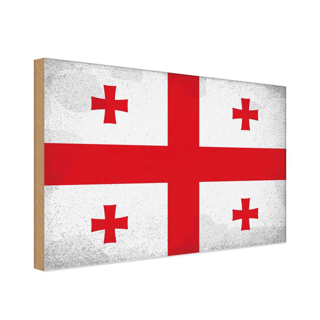 Holzschild 20x30 cm Georgien Georgia Vintage Flagge Fahne Wappen