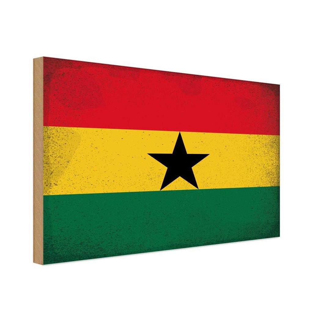Holzschild 20x30 cm Ghana Vintage Flagge Fahne Wappen