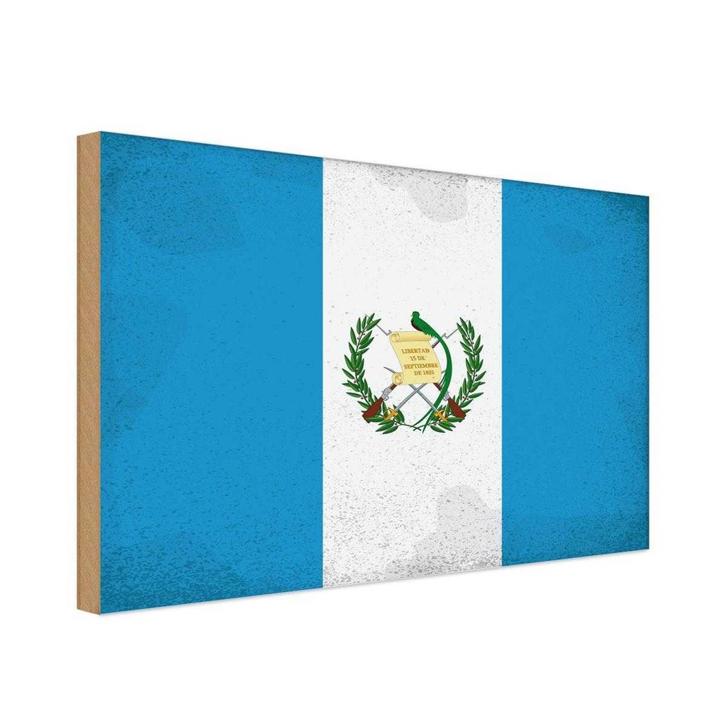 Holzschild 20x30 cm Guatemala Vintage Flagge Fahne Wappen