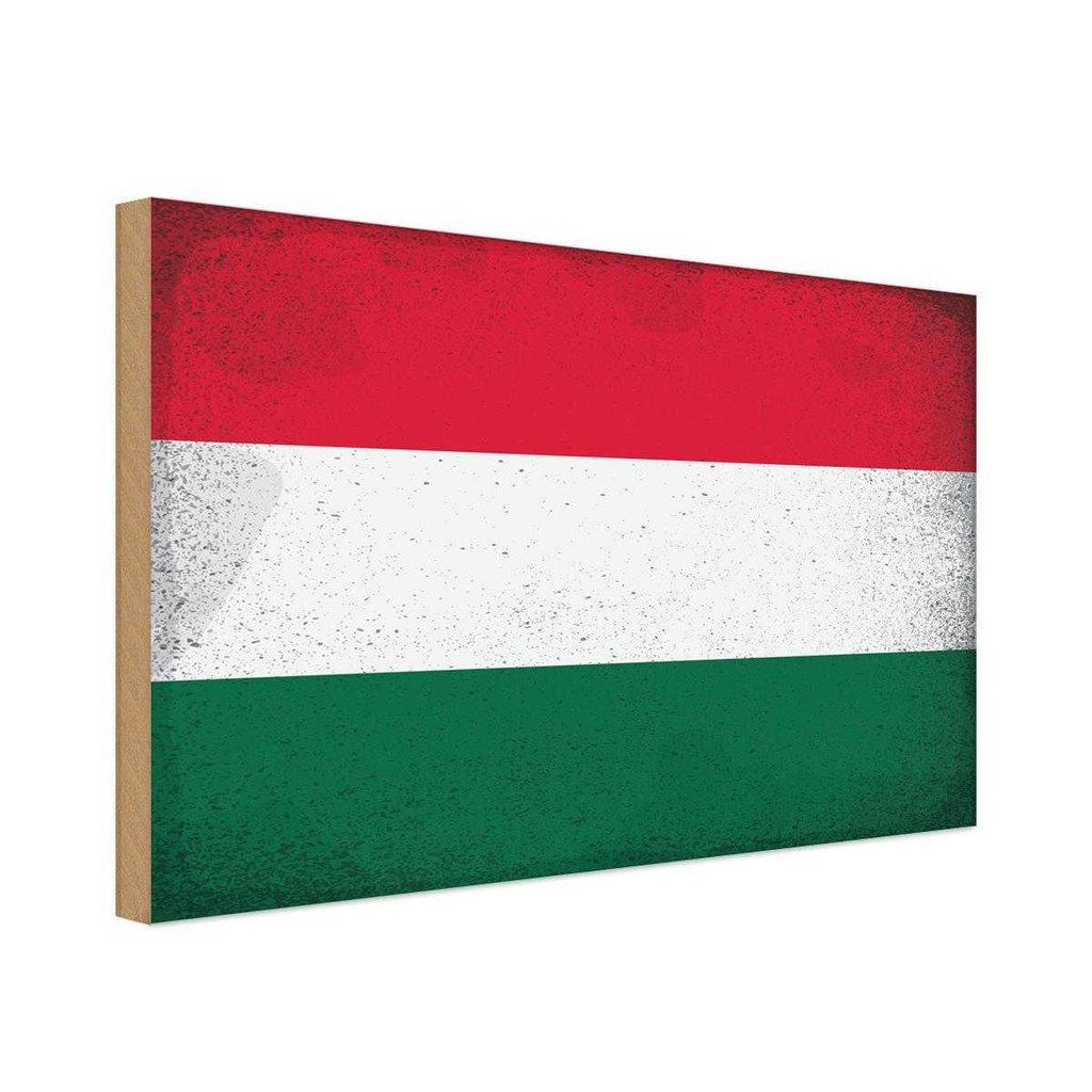 Holzschild 20x30 cm Ungarn Hungary Vintage Flagge Fahne Wappen