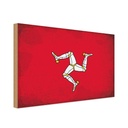 Holzschild 20x30 cm Isle of Wappen Man Vintage Flagge Fahne